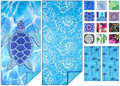 TwoYek Microfiber Beach Towel Extra Large 71x32 Turtle Shell 2 Pack by TwoYek