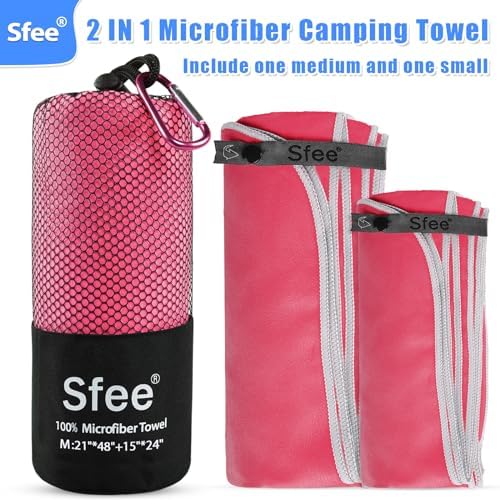 Sfee 2 Pack Microfiber Travel Towel, Quick Dry Towel Camping Towel Super - Image 5