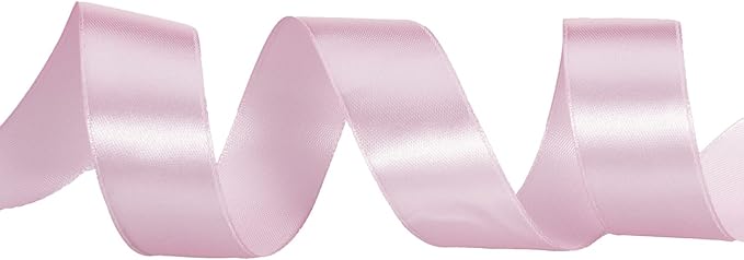 1 Inch Pink Solid Satin Ribbon, 50 Yards Craft Fabric Ribbon for Gift Wrapping Floral Bouquets Wedding Party Decoration