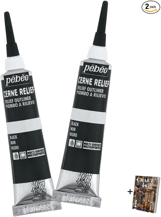 Pebeo Vitrail Cerne Relief Dimensional Paint Black - 20ml 2 Pack Stained Glass by Unknown