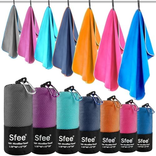 Sfee 2 Pack Microfiber Travel Towel, Quick Dry Towel Camping Towel Beach Towel by Sfee