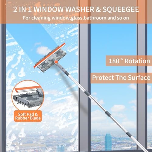 6.4FT Extendable 2-in-1 Window Squeegee & Scrubber - Image 2