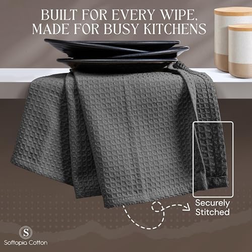 Gray Waffle Kitchen Dish Towels, 100% Cotton, Quick Dry, Super Absorbent - Image 5