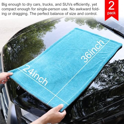 Car Drying Towel 2 Pack – 1300GSM Ultra Absorbent Microfiber, Twisted Loop - Image 2