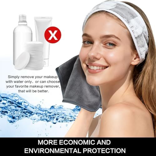 Microfiber Facial Cloths Fast Drying Washcloth 8inch x 8inch Grey 6 pack - Image 5
