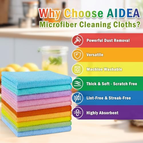 AIDEA Microfiber Cleaning Cloth-20PK, Microfiber Towels, 11.5"×11.5" - Image 2