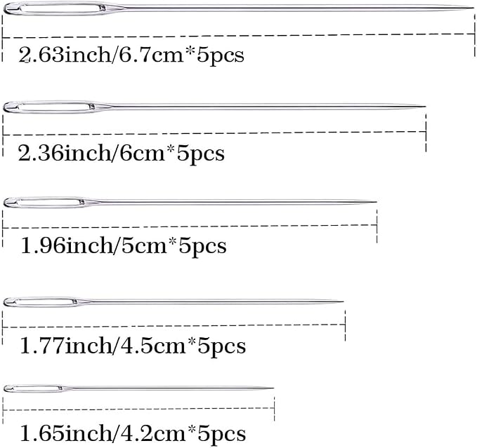 25Pieces Hand Sewing Big Eye Needles Sharp Needle，with Solid Wood Needle Case - Image 2