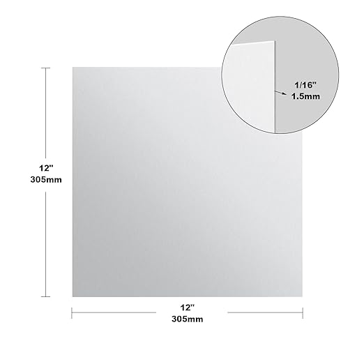 2 Pieces 6061 T651 Aluminum Sheet Metal 12 x 12 x 1/16Inch Thickness Rectangle Metal Plate, 1.5mm Aluminum Sheet, Plate for Crafting, Industry