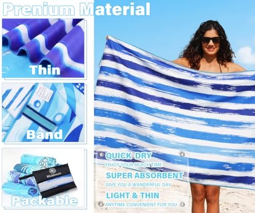 Widdonen Microfiber Beach Towel, Compact 2 Pack-71x32 Inch - Image 4