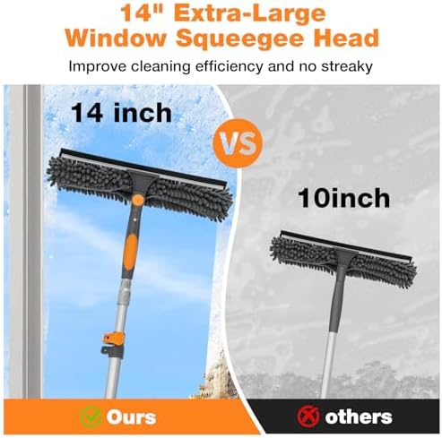 12Ft Window Squeegee with Extension Poles, 2-in-1 Window Cleaning Kit with - Image 2