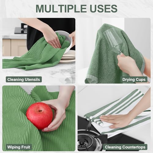 Homaxy Cotton 380 GSM Premium Kitchen Towels, 9 Pack, Grass Green - Image 4