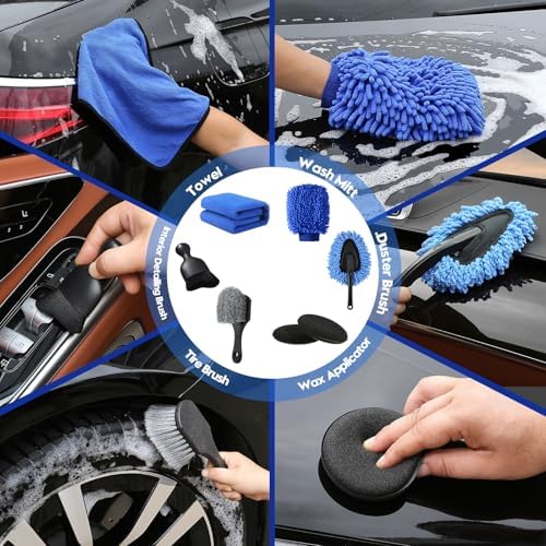 23Pcs Car Detailing Kit Detailing Brush Set Car Wash Cleaning Kit Blue - Image 4
