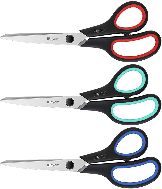 iBayam 8.5" All Purpose Sharp Black Scissors, Comfort-Grip Handles, School - Image 8