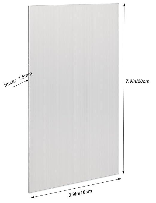 2 Pack 5052 H32 Aluminum Sheet Metal 8” x 4”x 1/16”(0.06") Flat Plain Thin Aluminum Plate Covered with Protective Film, Rectangle Aluminum Metal Plate for Crafting lndustry, 1.5mm