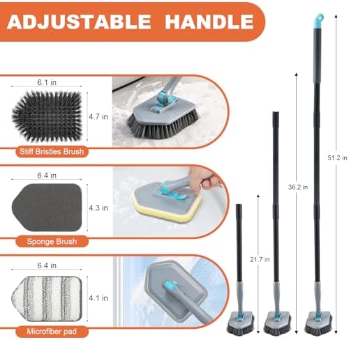 Long Handled Scrub Brush for Shower, 3-in-1 Cleaning Brushes - Image 3