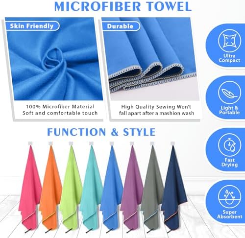 HOEAAS 2 Pack Microfiber Camping Towels, Quick Dry Towel, Super Absorbent Ultra - Image 5