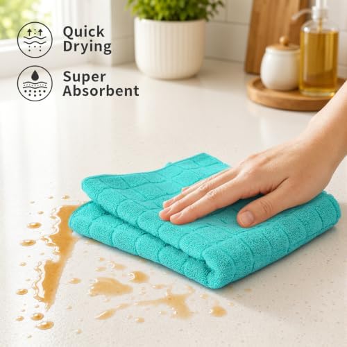 Kitinjoy Premium Cotton Check Kitchen Towels 8 Pack - Image 2