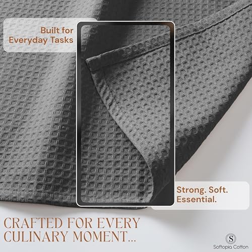Gray Waffle Kitchen Dish Towels, 100% Cotton, Quick Dry, Super Absorbent - Image 3