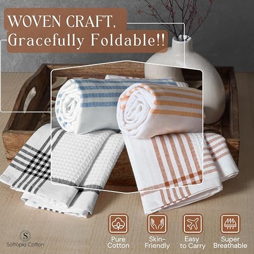 Waffle White & Multi Colors Kitchen Towels Set of 4, 100% Cotton, 16x26 inches - Image 6