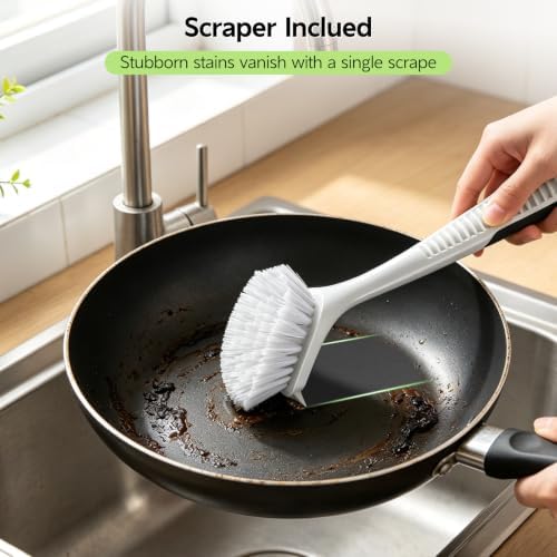 SetSail Dish Brush with Handle Suction Cup Kitchen Scrub Brush 3 Pack - Image 6