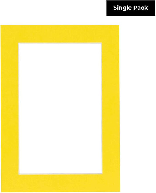 11x14 Mat for 8.5x11 Photo - Precut Yellow Picture Matboard for Frames Measuring 11 x 14 Inches - Bevel Cut Matte to Display Art 8.5 x 11 Inches - Acid Free ONE MAT with Backing Board & Clear Bag
