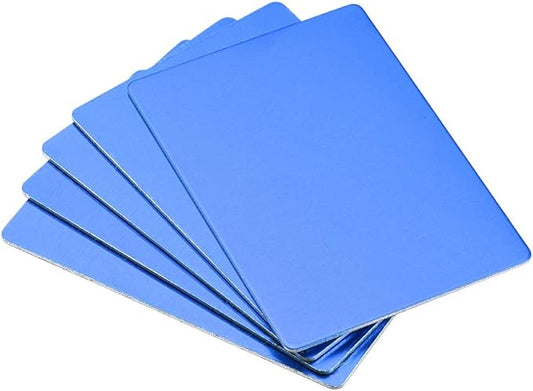 uxcell Blank Metal Card 80x50x0.8mm Anodized Aluminum Plate for DIY Laser Printing Engraving Blue 5 Pcs