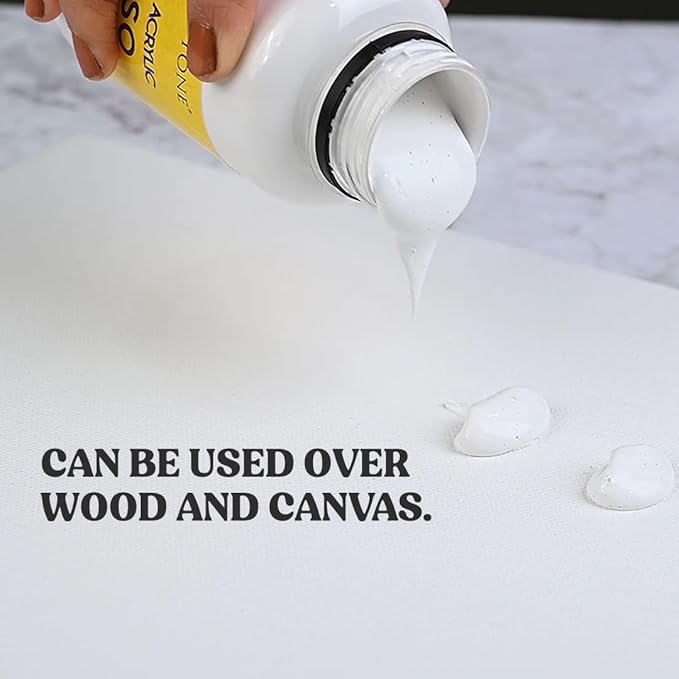 GRANOTONE Acrylic Gesso Water Base | Matte Finish | Interior/Exterior Use | Long Lasting For Acrylic Painting | Non-Toxic Universal Gesso Finish Primer, White