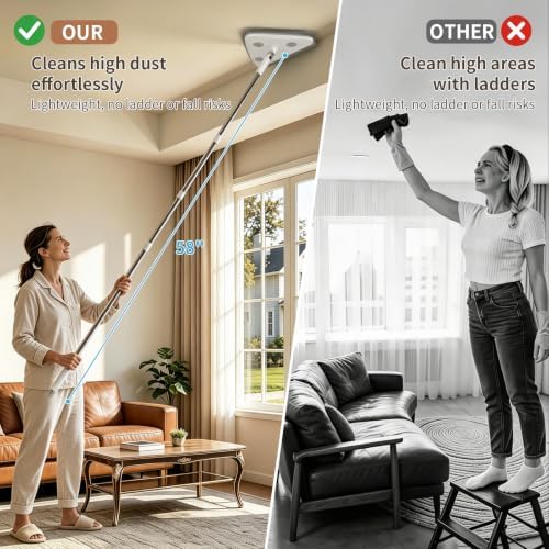 Wall Cleaner Mop with Long Handle, Baseboard Cleaner Tool with Extension Pole & - Image 4