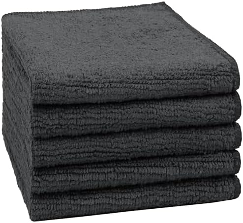 Orighty Washcloths, 5 Pack Microfiber Face Towels, 12x12 Inch Black by AllRightinOrighty