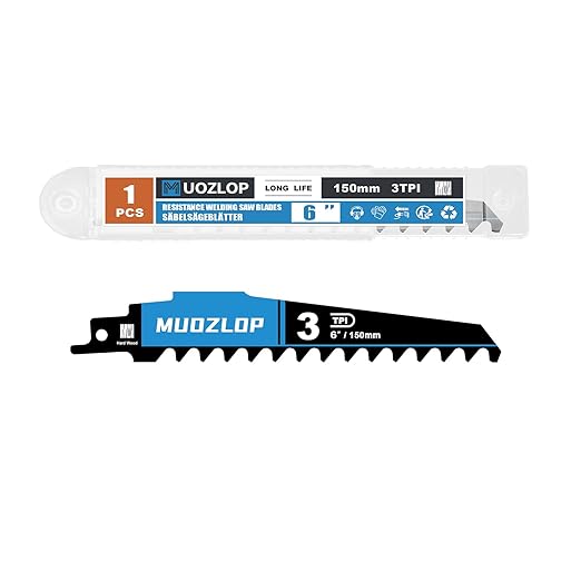 1 Pack 6 inch Reciprocating Saw Blades Set， 3 TPI High Carbon Saw Blades for Woodcutting，Saw Blades with Organizer Case (1, 3T/6inch)