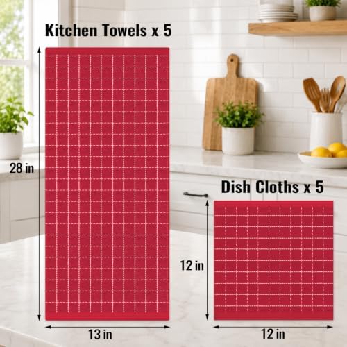 Kitinjoy 100% Cotton Kitchen Towels and Dishcloths Set - Image 4