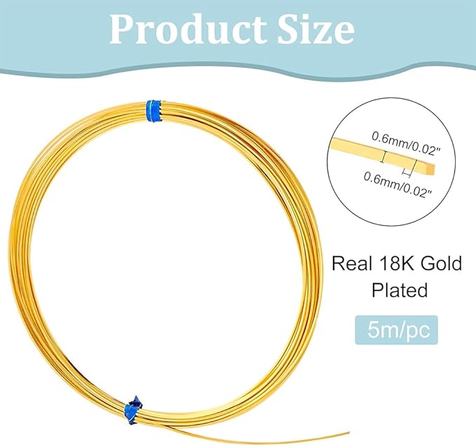 BENECREAT 23 Gauge 16 Feet Square Copper Wire, Bendable Metal Craft Wire for Necklace Bracelet Making and Other Handmade Project