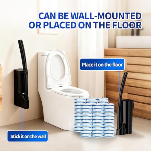 2 Pack Disposable Toilet Brush and Holder Set, Extended Handle - Image 5
