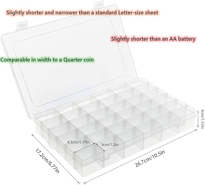 Umirokin Small Parts Organizer Box 2 Pack, 36 Grid Bead Organizer - Image 2