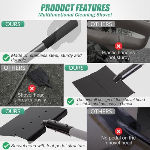 Suchtale Flat Shovel, 11-Inch Floor Scraper, Long Handle Weed Scraper - Image 4