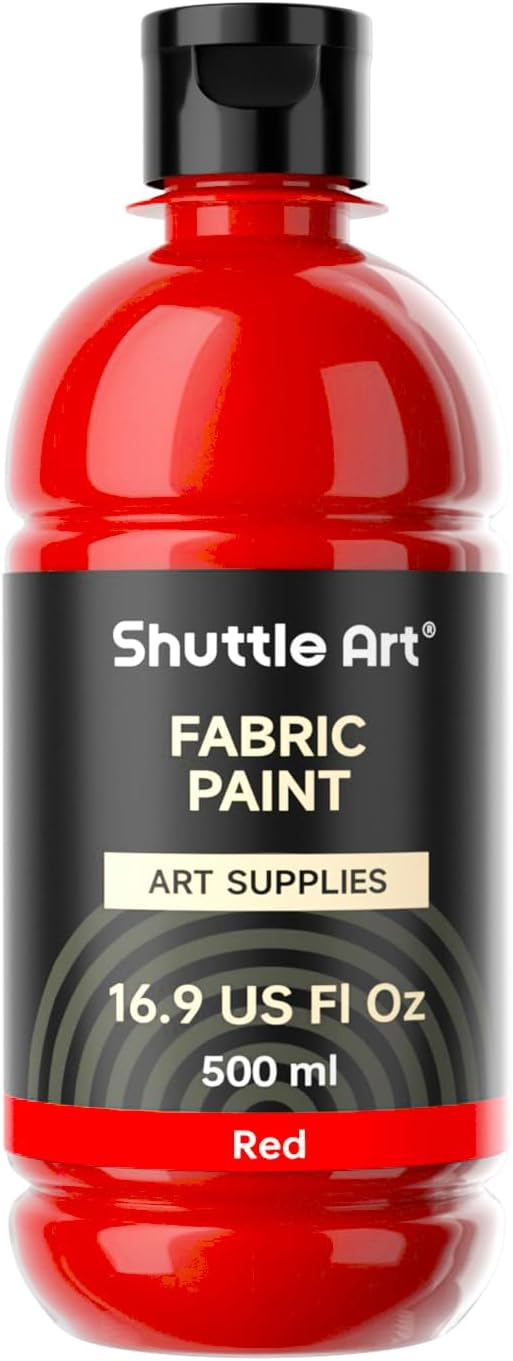 Shuttle Art Red Fabric Paint, 16.9 oz Permanent Fabric Paint by ShuttleArt