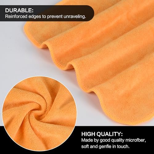 SINLAND Microfiber Facial Cloths Fast Drying Washcloth 12inch x 12inch Orange 6 - Image 3