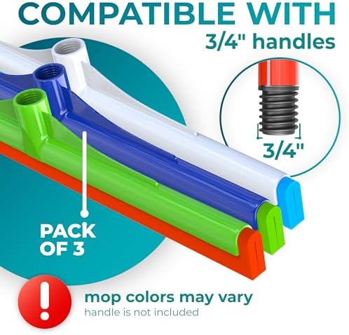 HeloMor 16 Inch Floor Squeegee Head 3 Pack, Foam Squeegee Broom - Image 2