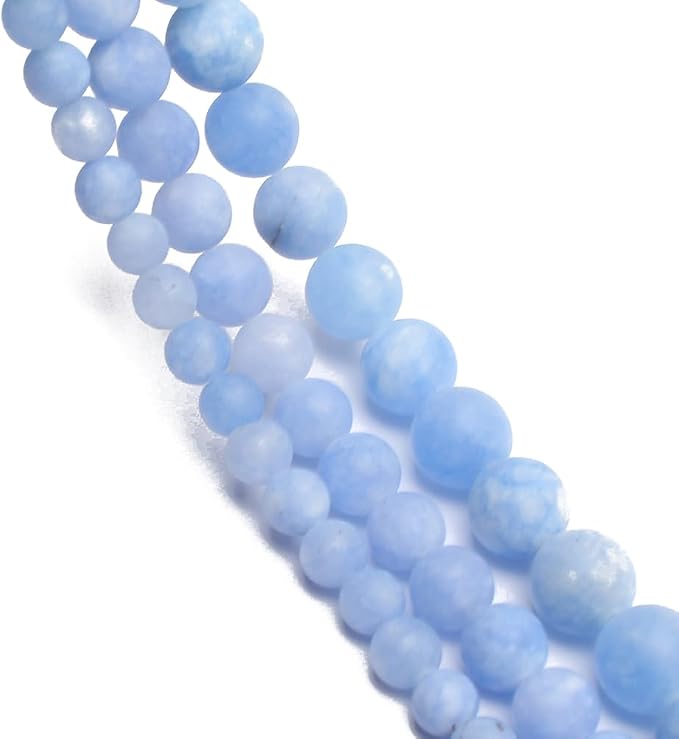 60pcs Natural Matte Light Blue Gemstone Beads，6mm Frosted Round Loose Stone - Image 5