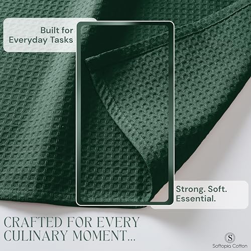 Forest Green Kitchen Dish Towels Set of 12-100% Cotton Waffle Weave, Super - Image 2