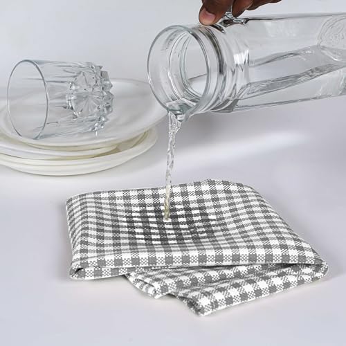 4 Pack Gingham Check Kitchen Dish Towels 16x26 Inches, Absorbent & Durable - Image 5