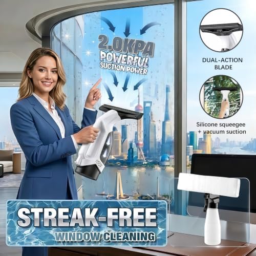 Window Vacuum Squeegee Cordless, 2000Pa Electric Window Cleaner - Image 3