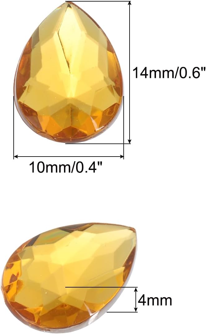 MECCANIXITY 50PCS Flat Back Acrylic Teardrop Gems 10x14mm Artificial Rhinestones - Image 2