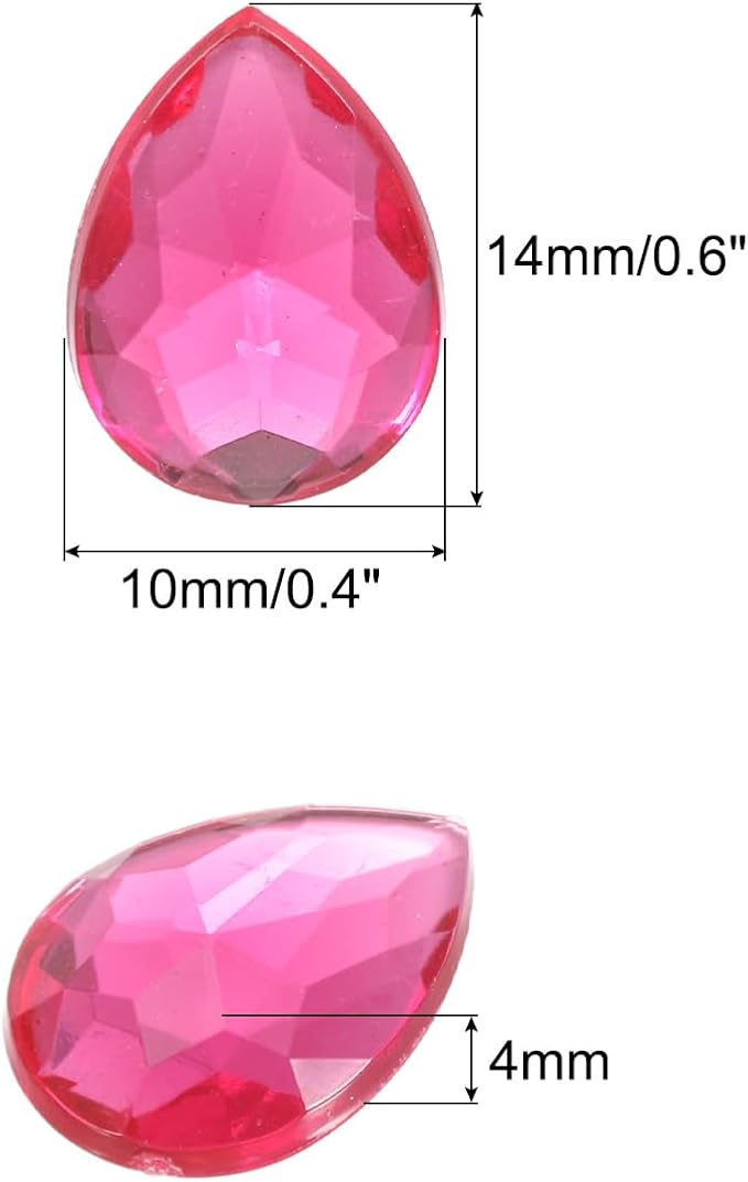 MECCANIXITY 50PCS Flat Back Acrylic Teardrop Gems 10x14mm Artificial Rhinestones - Image 2