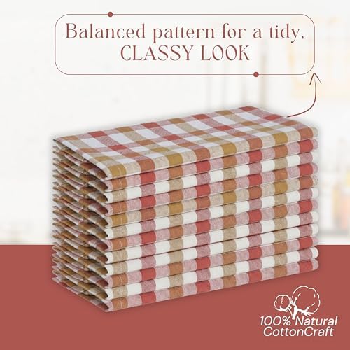 Multi Checkered Dish Towels 12 Pack, 18x26 Inches, 100% Cotton Kitchen Cloths - Image 5