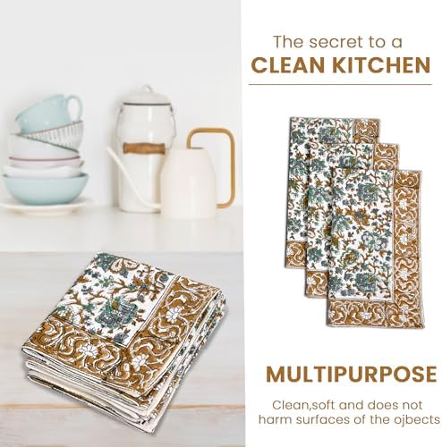 CPC Harvest Bloom Hand Block Print Waffle Kitchen Towel Set of 3-16 x 28 Inch - Image 5