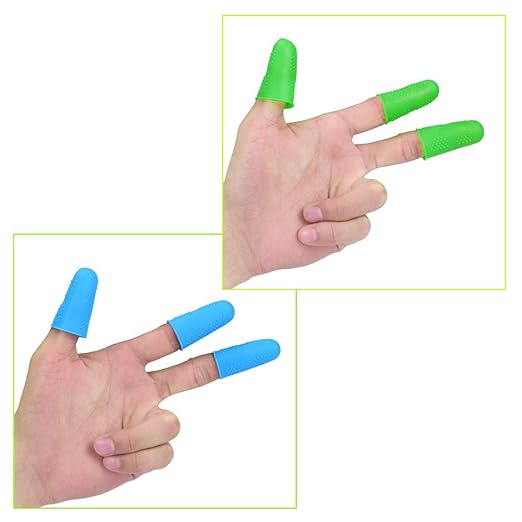 12 Pieces Silicone Hot Glue Gun Finger Caps, 4 Colors Finger Guard Protectors or Hot Glue Wax Rosin Resin Honey Adhesives Scrapbooking Sewing in 3 Sizes-Red/Blue/Yellow/Green