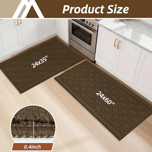COSY HOMEER Kitchen Rugs Sets of 2 Non-Slip Washable, 60x24Inch/35X24Inch - Image 2