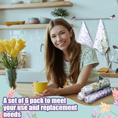Redbaker 6 Pcs Wildflower Kitchen Towels Floral Butterfly Dish Cloth Set - Image 5