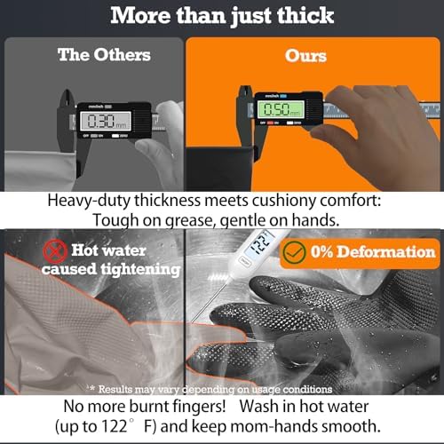 Heavy-Duty Thick Black Rubber Cleaning Gloves, 2 Pairs - Image 4